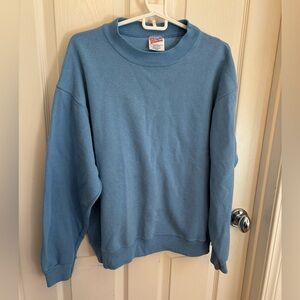 VINTAGE 90s Hanes Blue Crewneck Sweatshirt Size Large